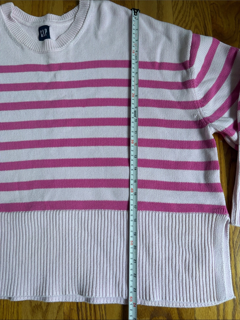 GAP Pink Striped Crewneck Sweater. XXL - Picture 8 of 9